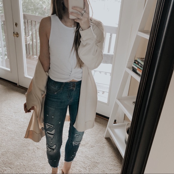 aerie Tops - Aerie White Knotted Crop Top